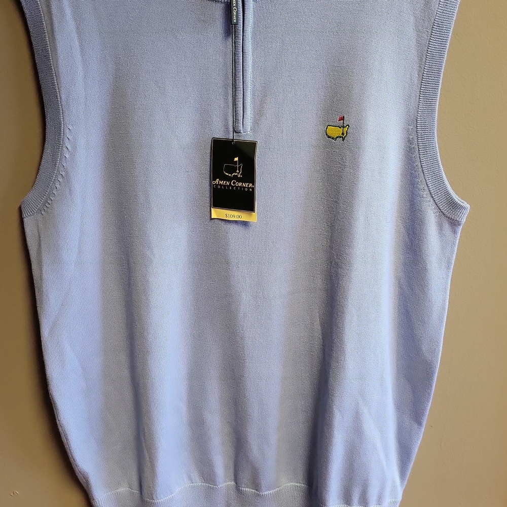 Amen Corner Men's Master's Golf Sleeveless Quarter-Zip Sweater Blue NWT